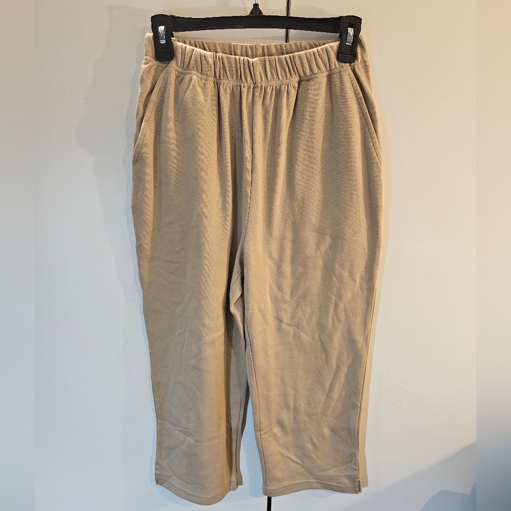 Woman Within Tan Capris Elastic Waistband Relaxed Fit